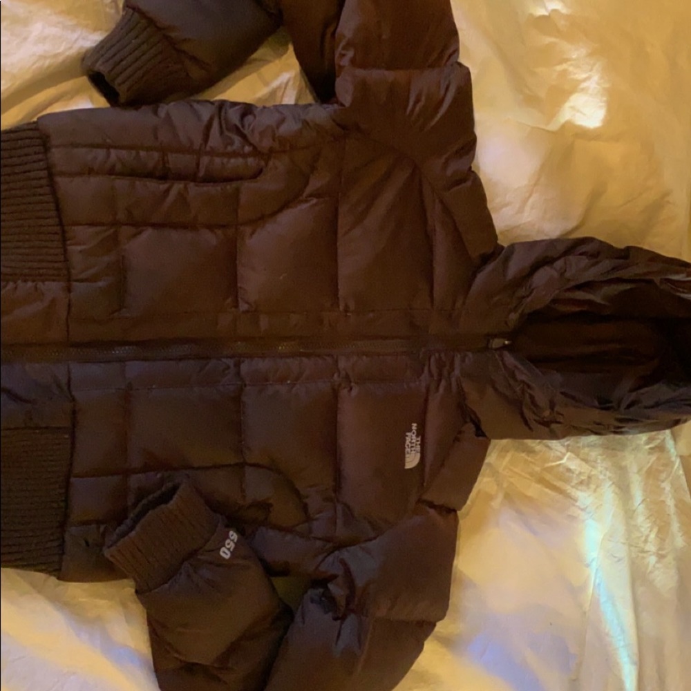 Womens brown northface puffer jacket